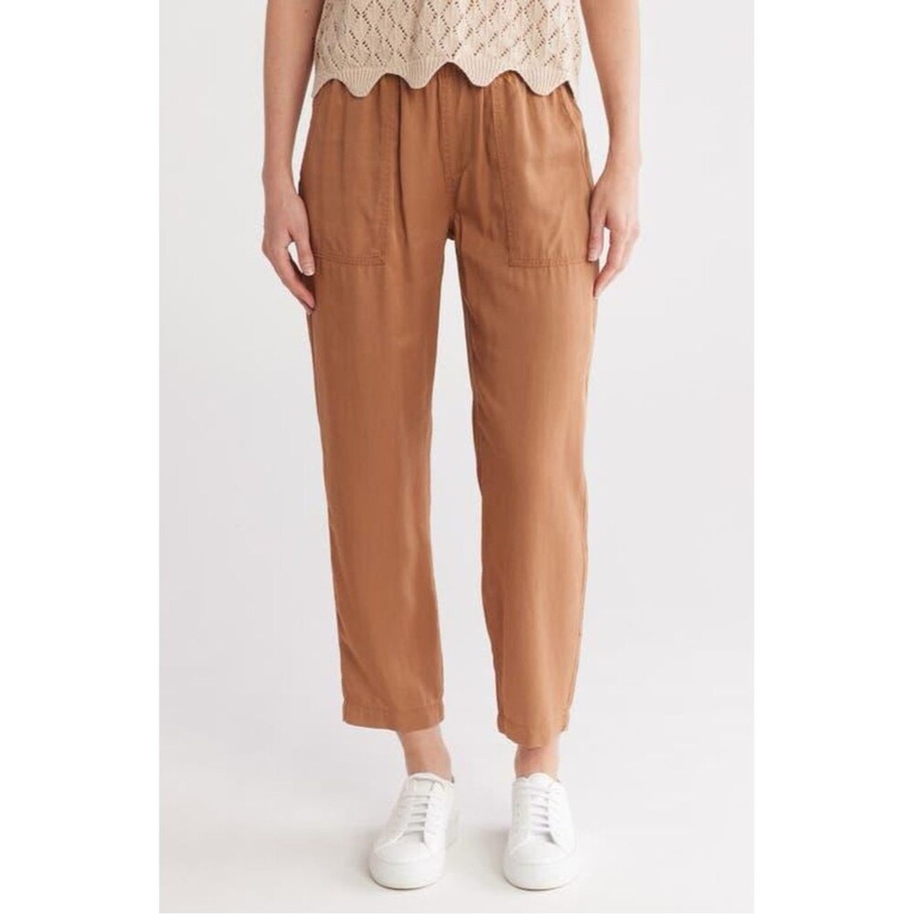 Sanctuary Go Easy Pant Womens Large Pull On Drawstring Relaxed Tan Travel
